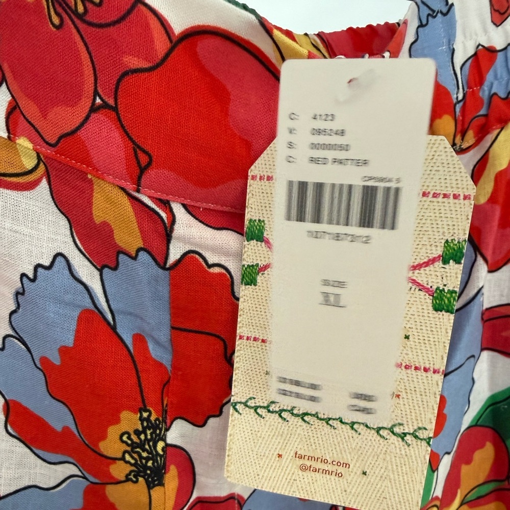 FARM Rio x Anthropologie Linen Blend Wide Leg Floral Pants Size XL NWT - Picture 6 of 6